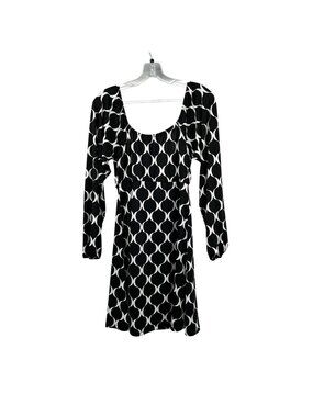 Velvet Torch Off Shoulder A-Line Dress Black/White Print Womens Large New